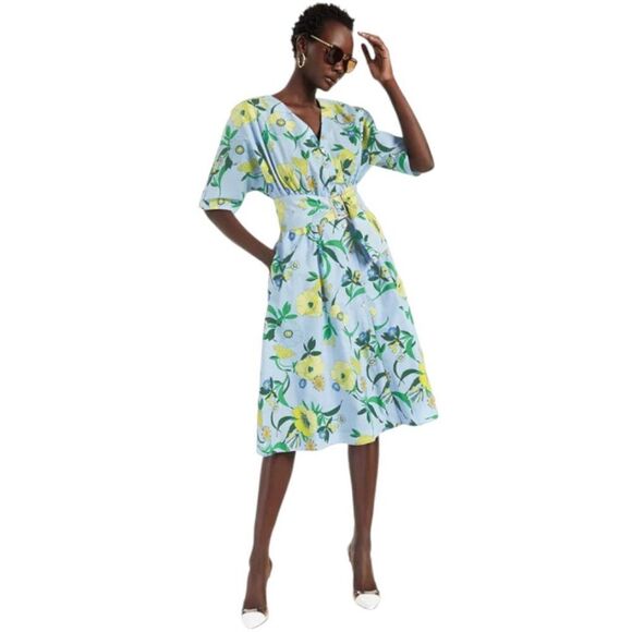 INC INTERNATIONAL CONCEPTS Cotton Floral Midi Shirtdress - Large Petite - NWT - Picture 3 of 9